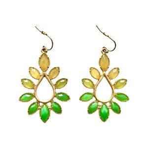 Gorgeous multicolor earrings in gold tone setting with fish hook backing